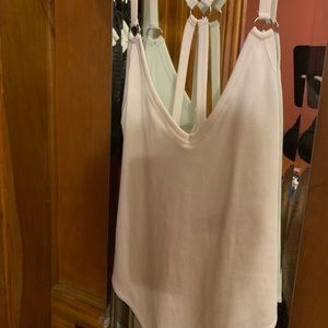 Forever 21 white ribbed body suit silver hardware